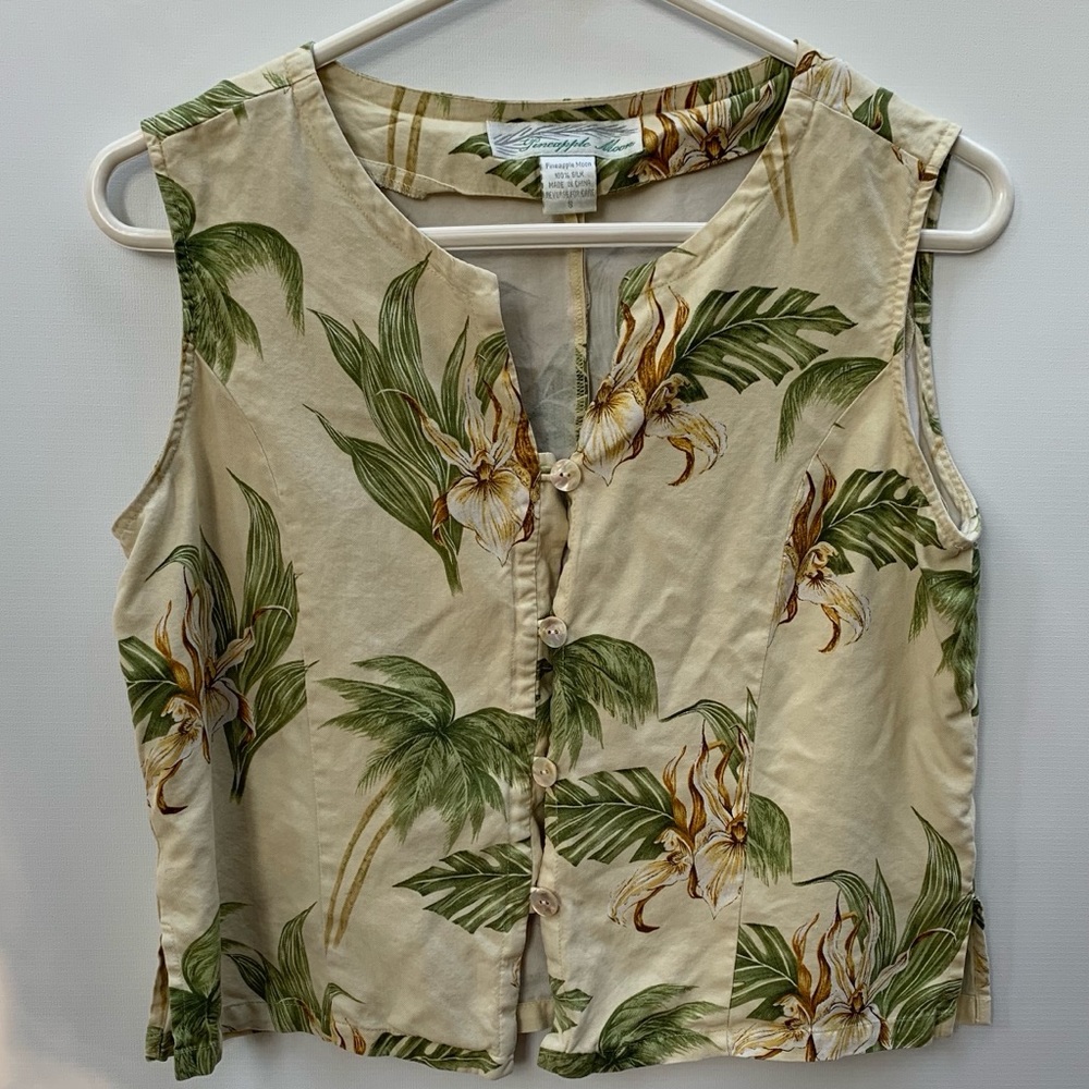 Tropical Button Up Tank Top